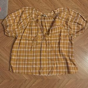 Plaid Short Sleeved Blouse from LOFT